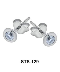 Round CZ 3 mm. Stud Earrings STS-129